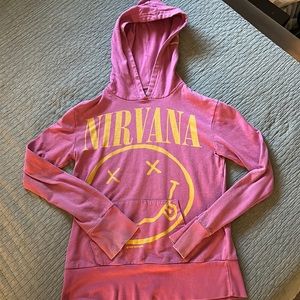Vintage 90s Pink and Yellow Nirvana Hoodie